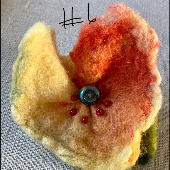 🐑 Hand Felted Floral Metal Barrettes Variety of Blooms to Choose Made From… - Picture 15 of 15